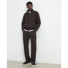 Regular Fit Cotton Half Zip Sweatshirt in Brown