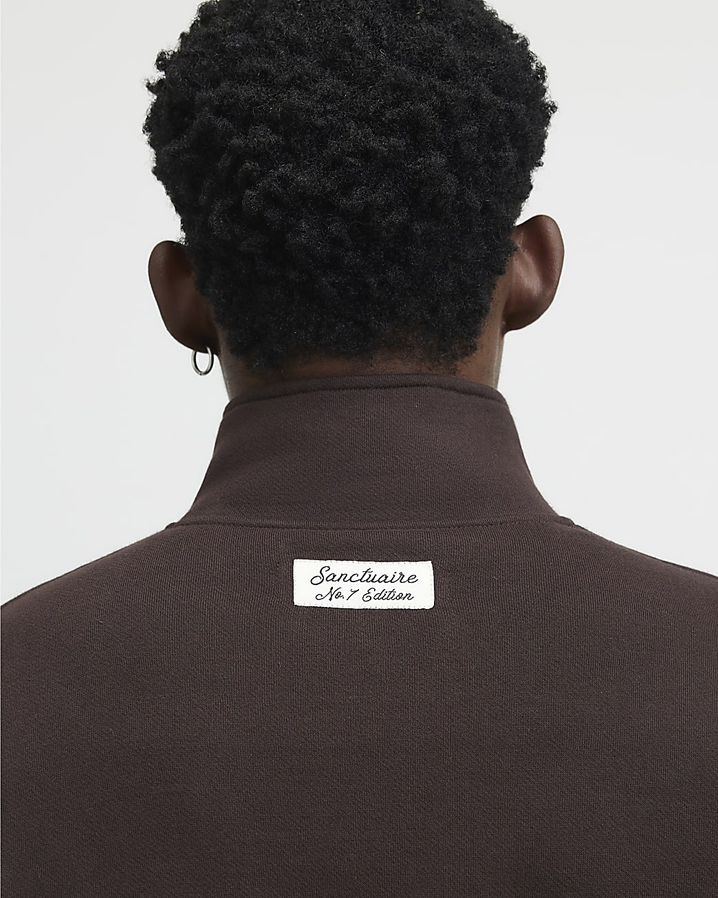 Regular Fit Cotton Half Zip Sweatshirt in Brown - Image 4 Regular Fit Cotton Half Zip Sweatshirt in Brown