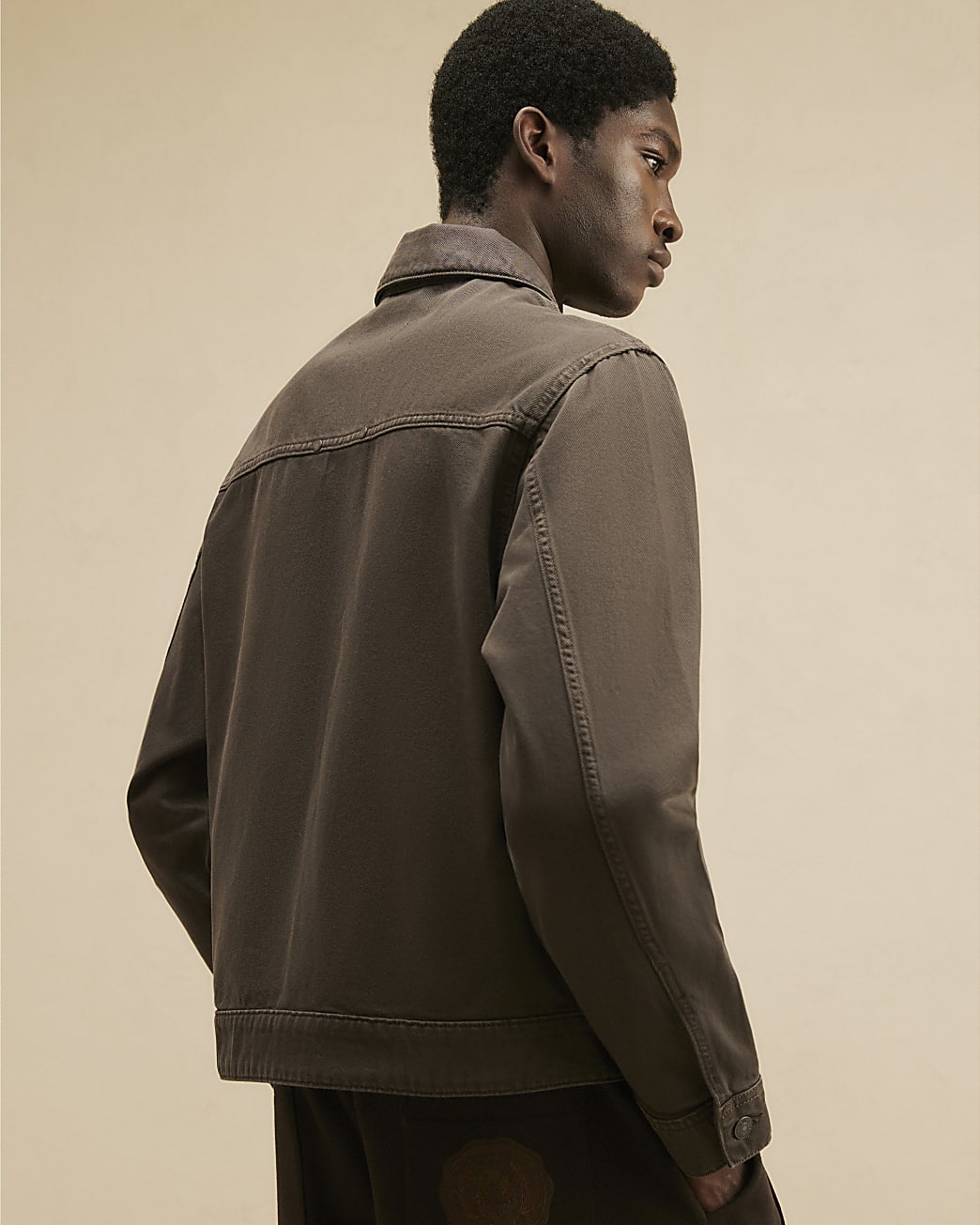 Regular Fit Cotton Zip Through Jacket in Brown - Image 3 Regular Fit Cotton Zip Through Jacket in Brown