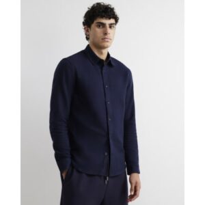 Regular Fit Flannel Long Sleeve Shirt in Navy