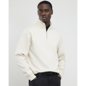 Regular Fit Funnel Neck Sweatshirt in Cream