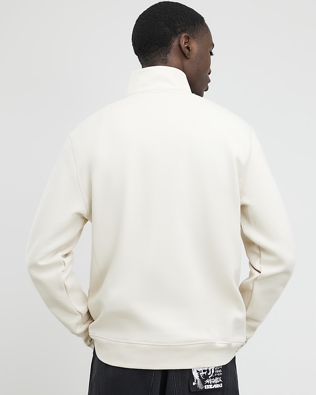 Regular Fit Funnel Neck Sweatshirt in Cream - Image 3 Regular Fit Funnel Neck Sweatshirt in Cream