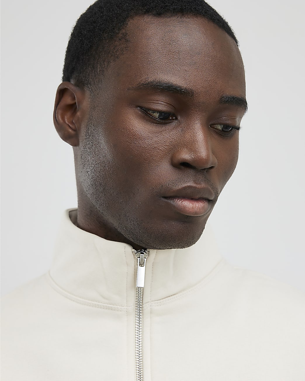 Regular Fit Funnel Neck Sweatshirt in Cream - Image 4 Regular Fit Funnel Neck Sweatshirt in Cream