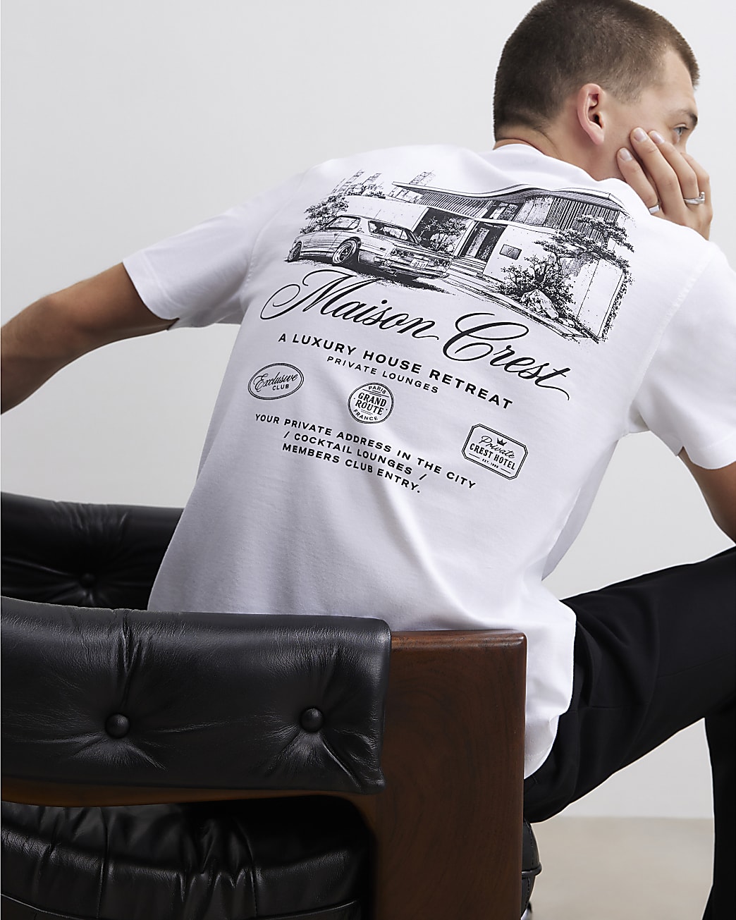 Regular Fit Maison Car T-shirt in White - Image 2 Regular Fit Maison Car T-shirt in White