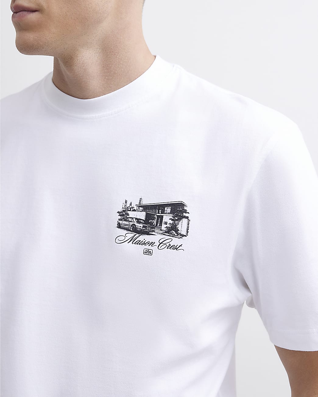 Regular Fit Maison Car T-shirt in White - Image 3 Regular Fit Maison Car T-shirt in White