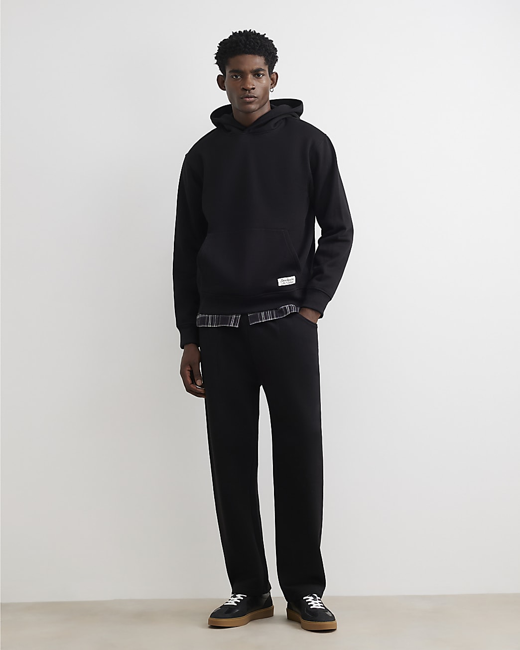 Regular Fit Sanctuaire Patch Joggers in Black - Image 2 Regular Fit Sanctuaire Patch Joggers in Black