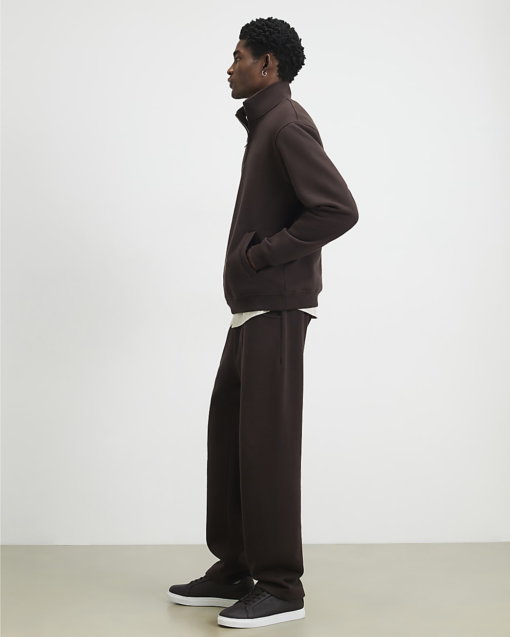 Regular Fit Sanctuaire Patch Joggers in Brown - Image 2 Regular Fit Sanctuaire Patch Joggers in Brown