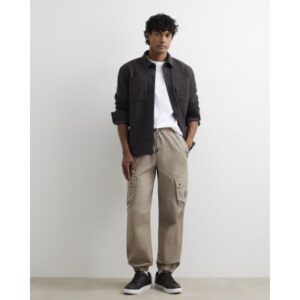 Regular Fit Stretch Cargo Trousers in Beige