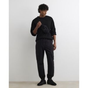 Regular Fit Stretch Cargo Trousers in Black