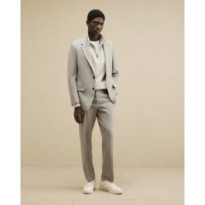 Regular Fit Texture Suit Trousers in Grey
