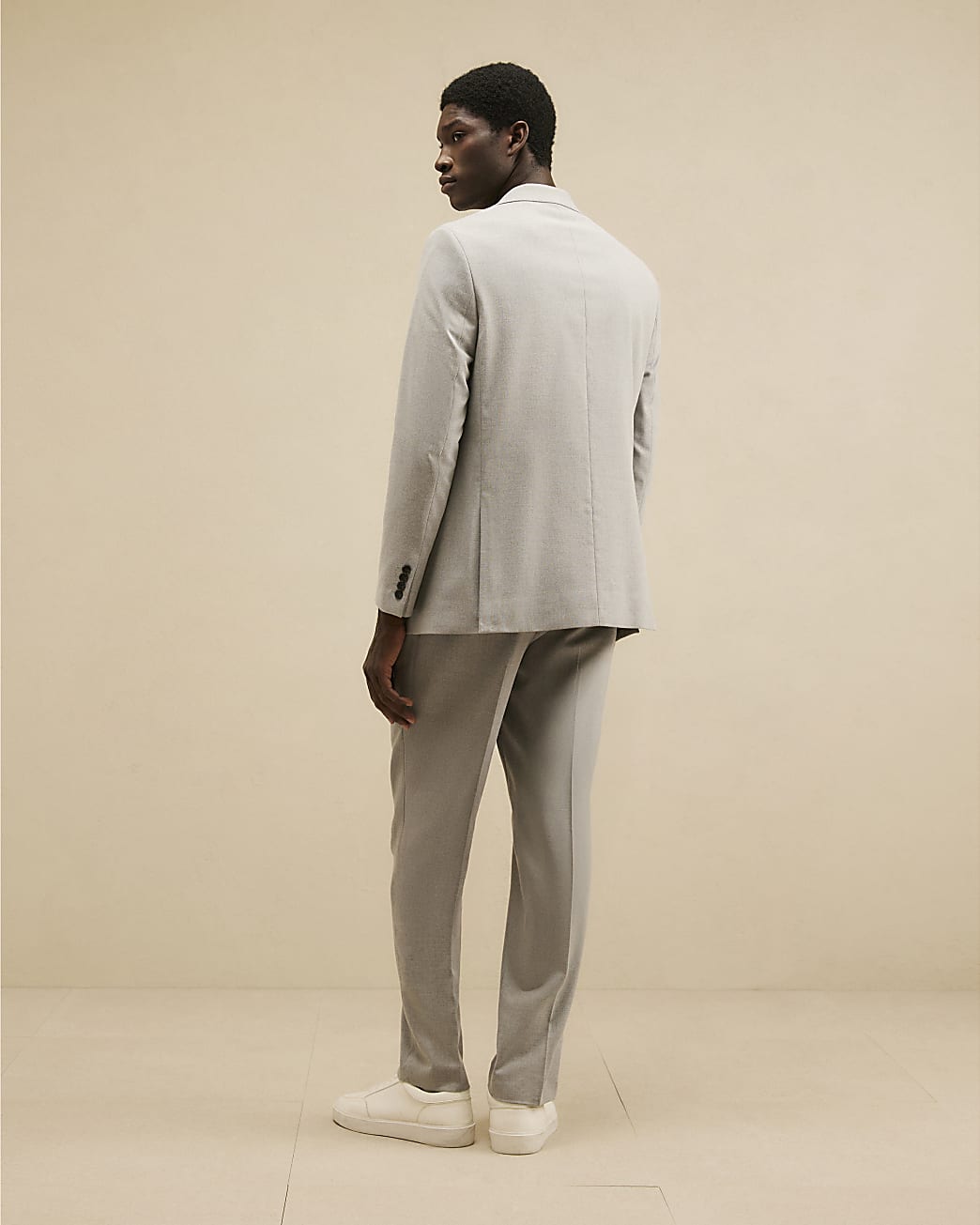 Regular Fit Texture Suit Trousers in Grey - Image 3 Regular Fit Texture Suit Trousers in Grey