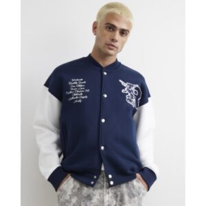 Rennes Varsity Bomber Jacket in Navy