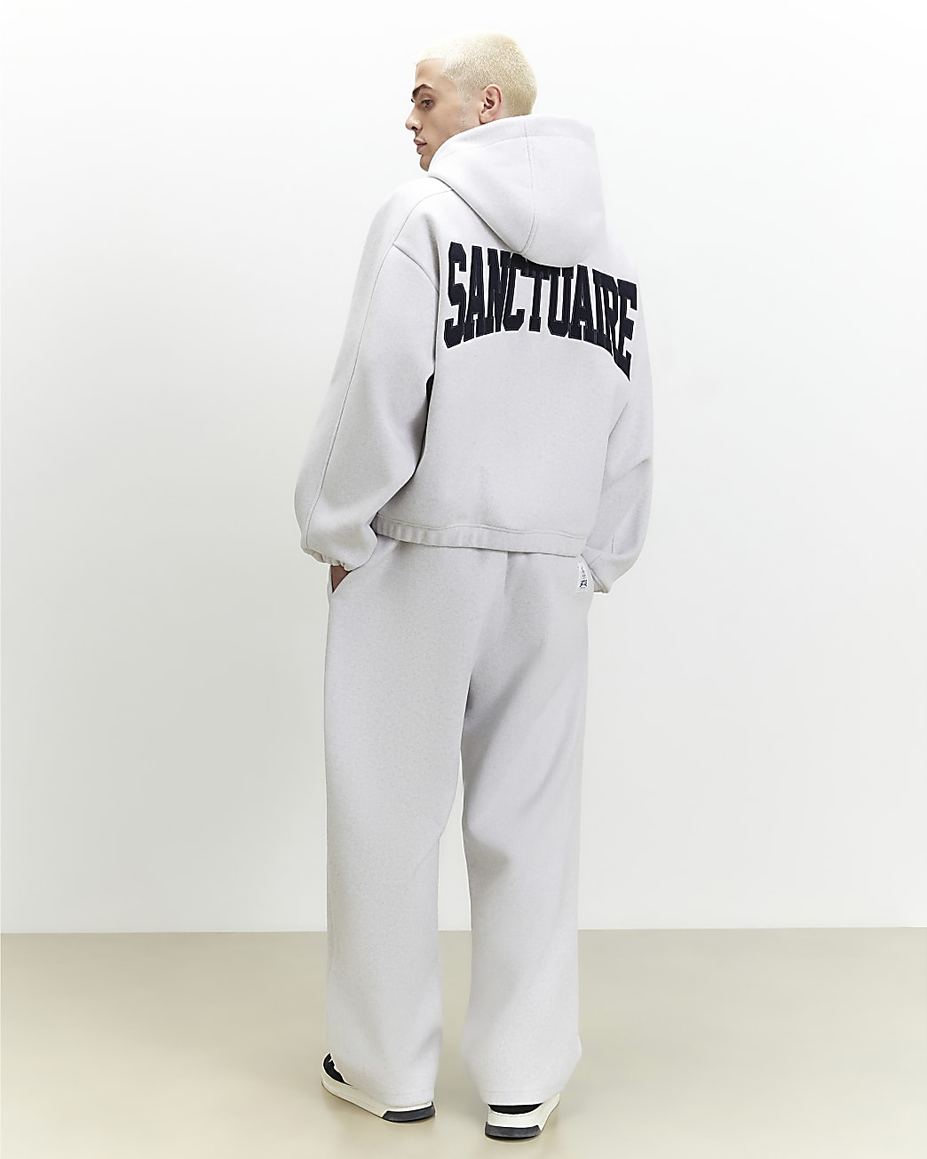 Sanctuaire Badge Wide Leg Joggers in Grey - Image 2 Sanctuaire Badge Wide Leg Joggers in Grey