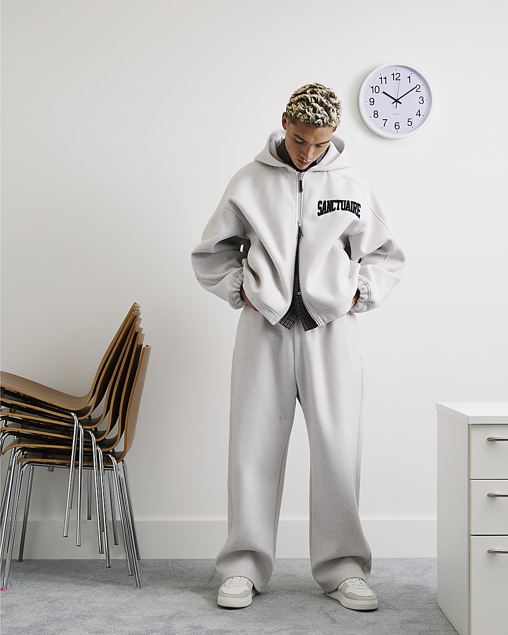 Sanctuaire Badge Wide Leg Joggers in Grey - Image 3 Sanctuaire Badge Wide Leg Joggers in Grey