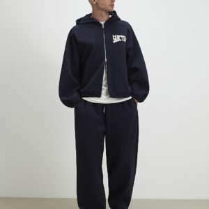 Sanctuaire Badge Wide Leg Joggers in Navy