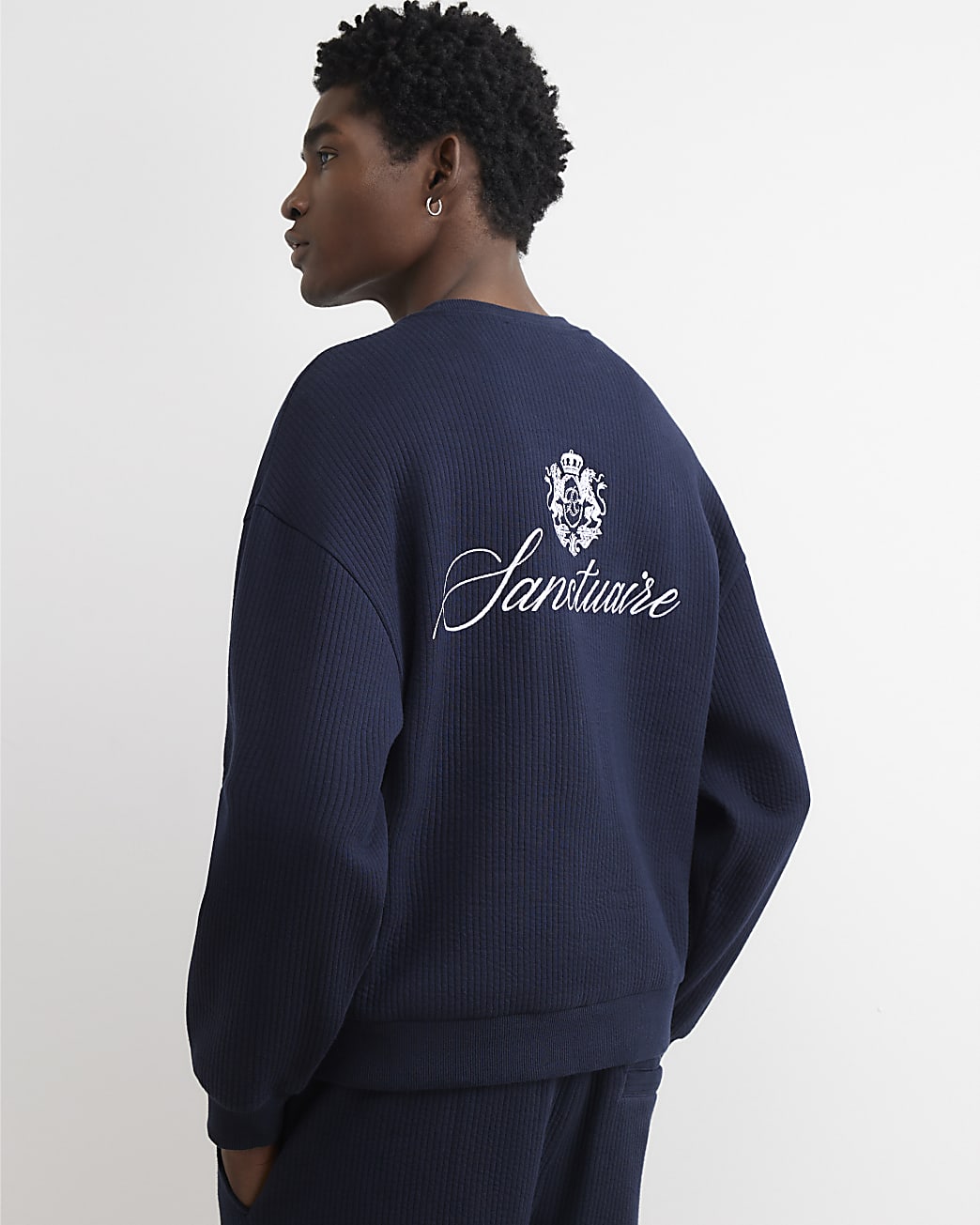 Sanctuaire Quilted Sweatshirt in Navy - Image 3 Sanctuaire Quilted Sweatshirt in Navy