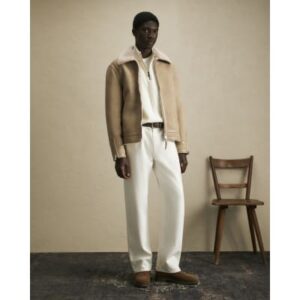 Shearling Lined Western Jacket in Beige