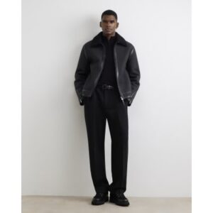 Shearling Lined Western Jacket in Black