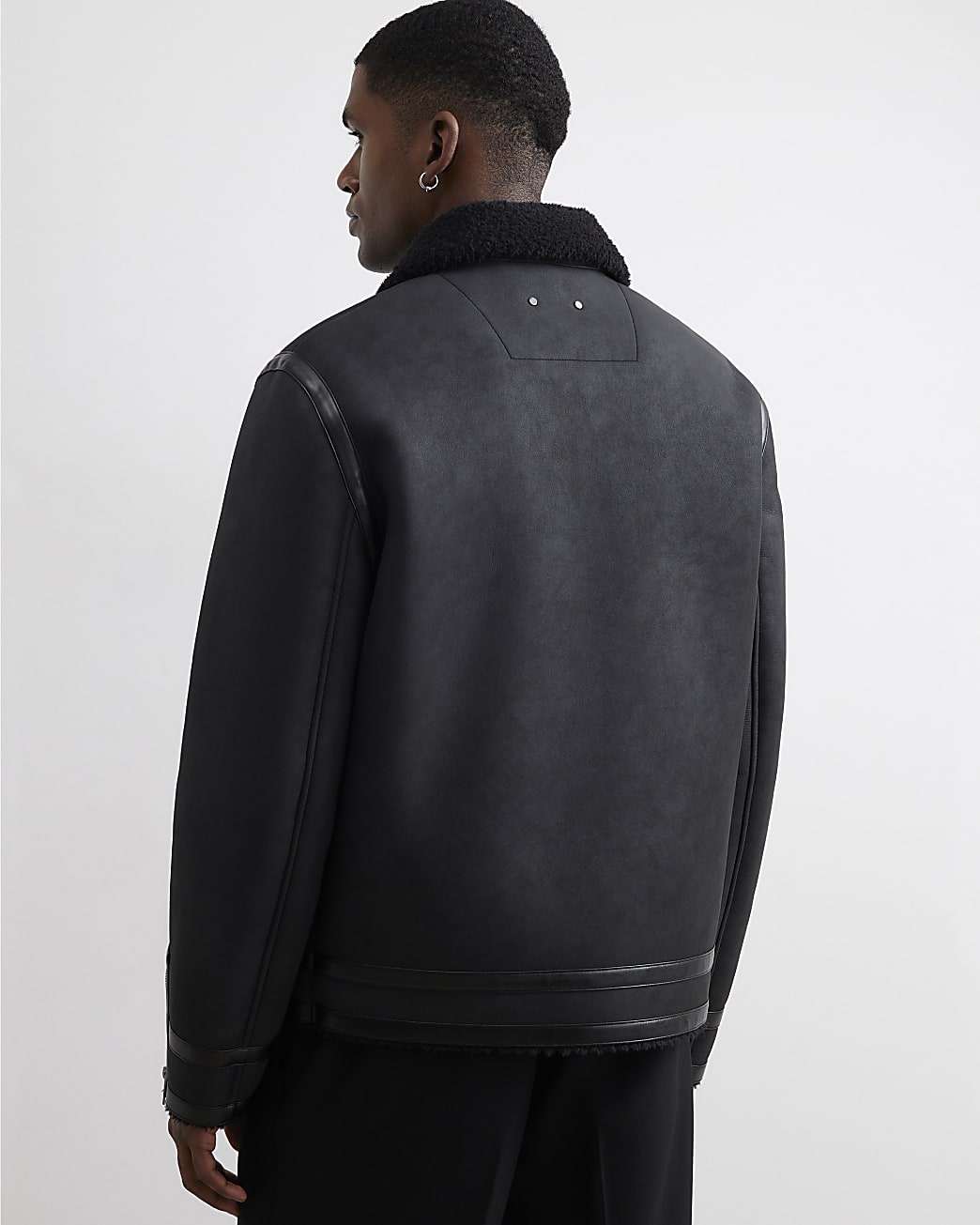 Shearling Lined Western Jacket in Black - Image 3 Shearling Lined Western Jacket in Black