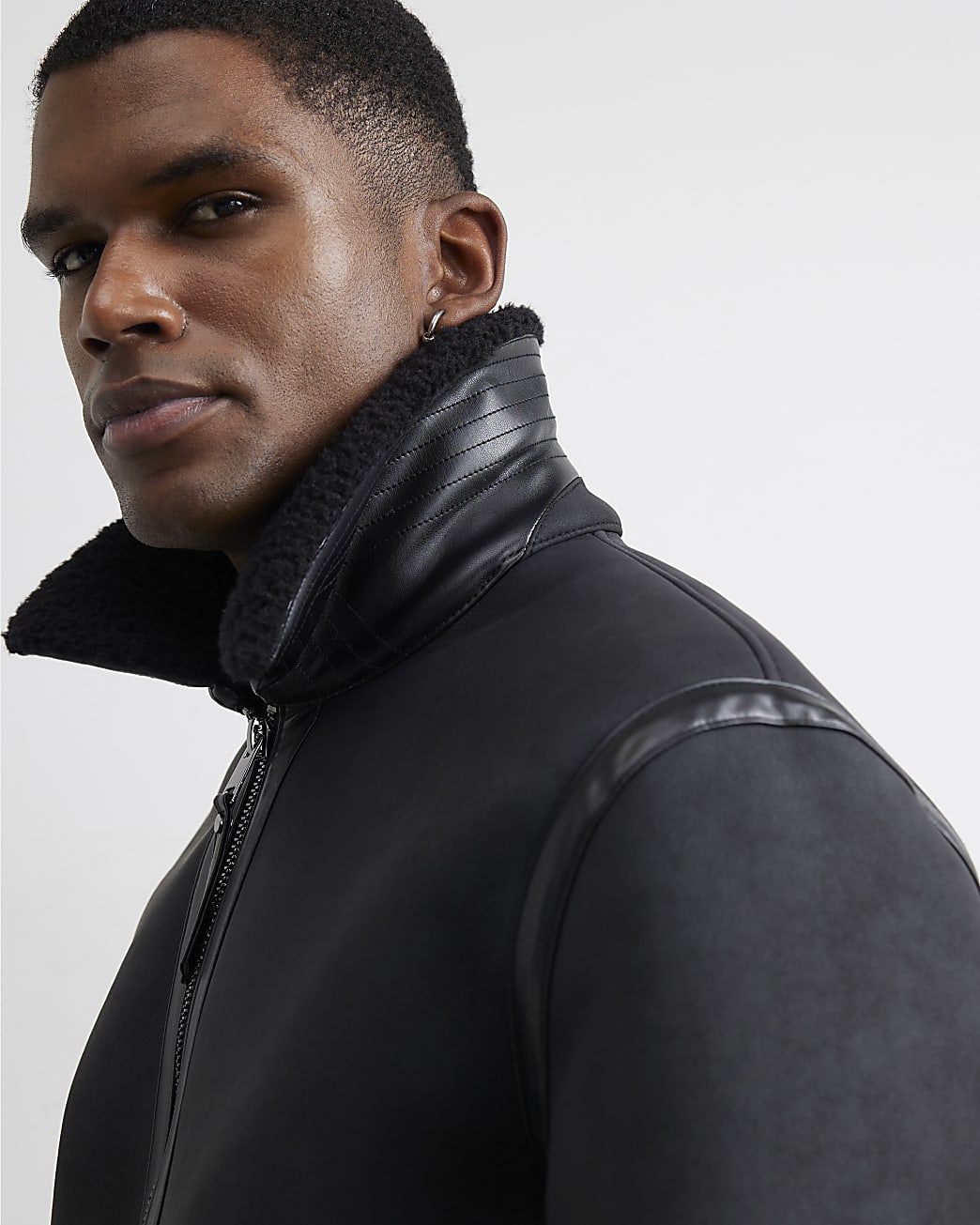 Shearling Lined Western Jacket in Black - Image 4 Shearling Lined Western Jacket in Black