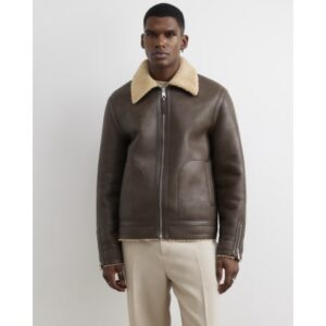 Shearling Lined Western Jacket in Brown