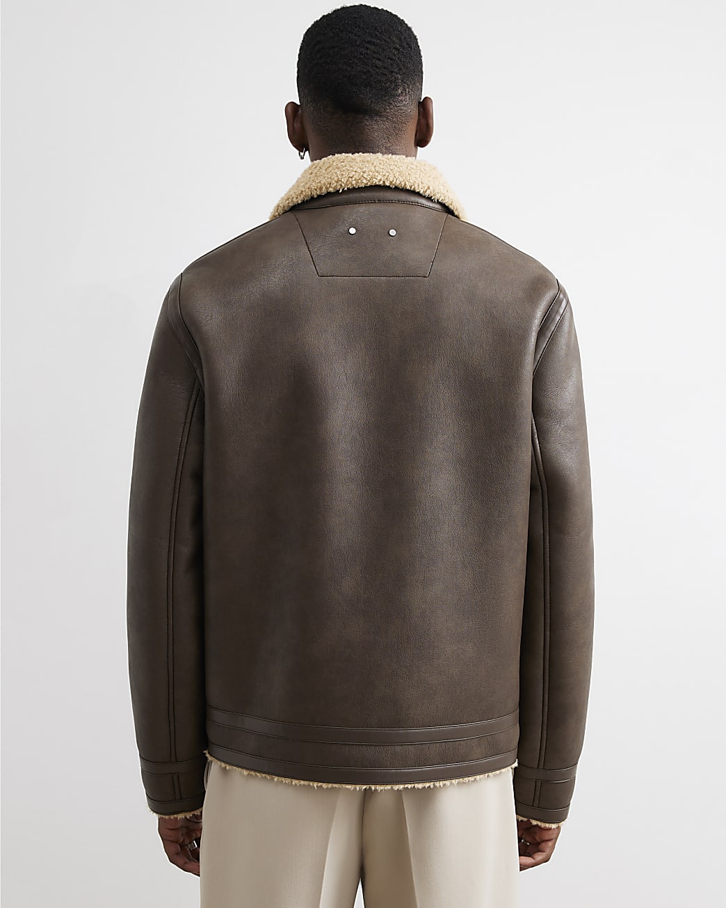 Shearling Lined Western Jacket in Brown - Image 3 Shearling Lined Western Jacket in Brown