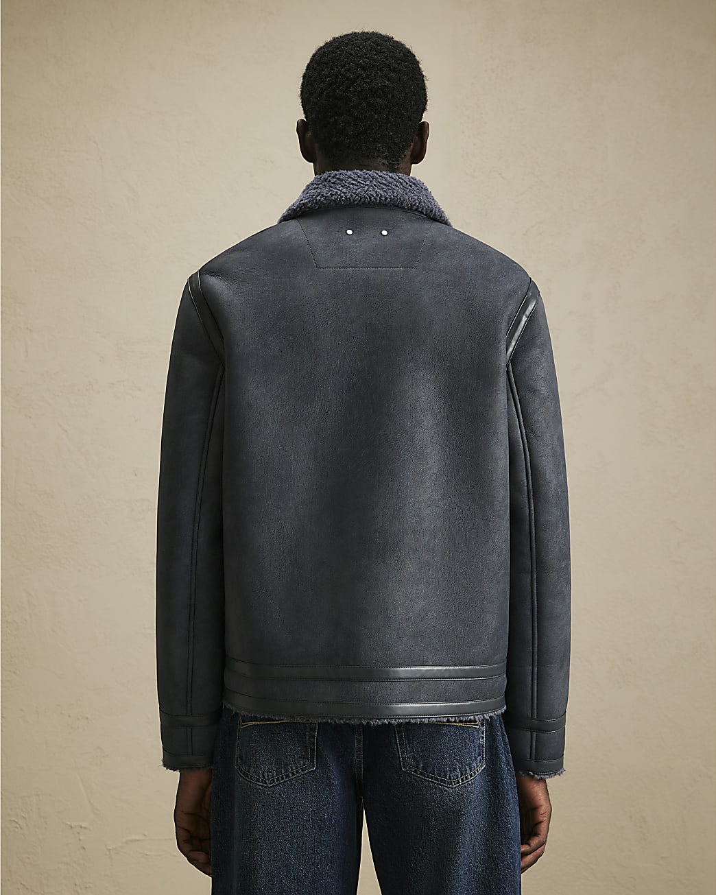 Shearling Lined Western Jacket in Grey - Image 3 Shearling Lined Western Jacket in Grey