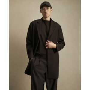 Single Breasted Overcoat in Brown