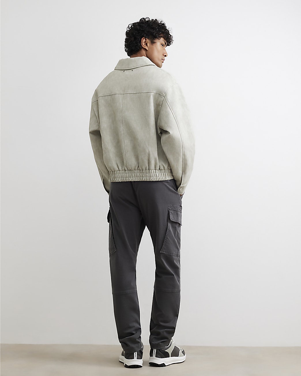 Skinny Fit Cotton Cargo Trousers in Grey - Image 3 Skinny Fit Cotton Cargo Trousers in Grey