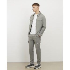 Skinny Fit Stretch Cargo Trousers in Grey