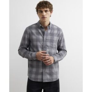 Slim Fit Corduroy Check Shirt in Grey