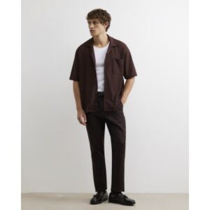 Slim Fit Cotton Blend Chino Trousers in Brown