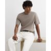 Slim Fit Cotton T-shirt in Beige
