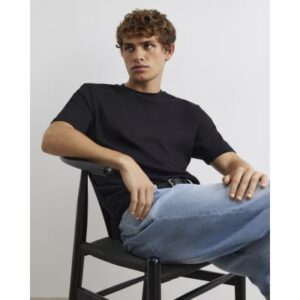 Slim Fit Cotton T-shirt in Black