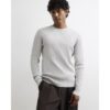 Slim Fit Cotton Waffle Knitted Jumper in Grey