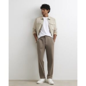 Slim Fit Elasticated Smart Joggers in Beige