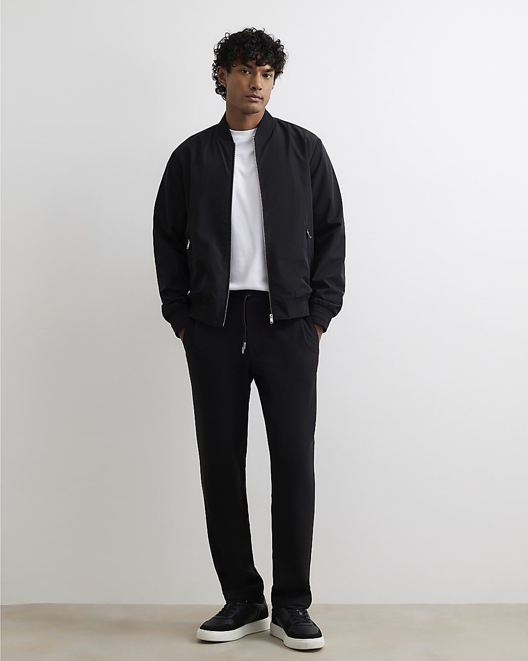 Slim Fit Elasticated Smart Joggers in Black - Image 2 Slim Fit Elasticated Smart Joggers in Black