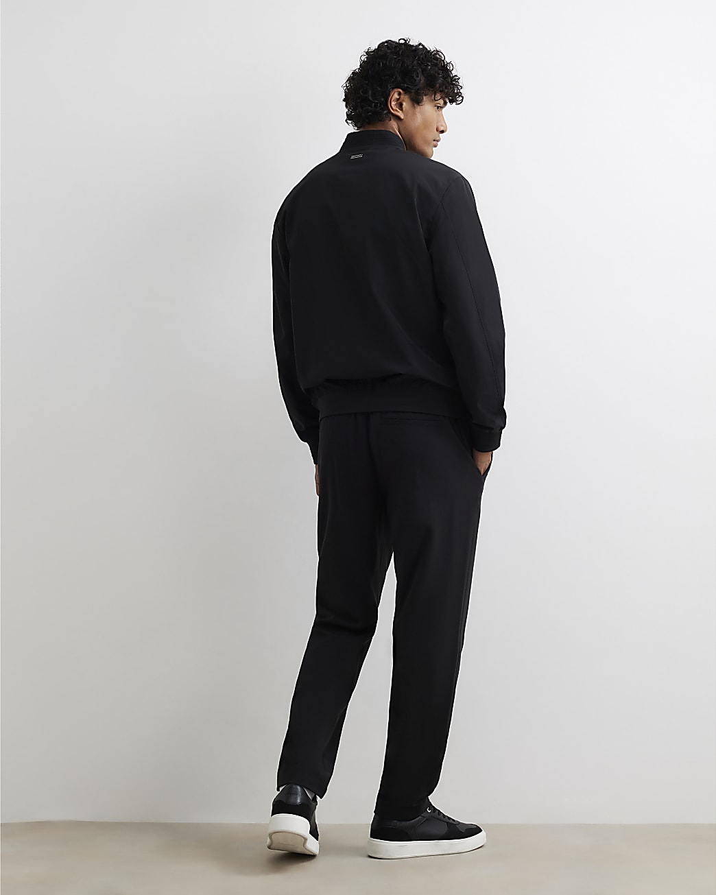 Slim Fit Elasticated Smart Joggers in Black - Image 3 Slim Fit Elasticated Smart Joggers in Black