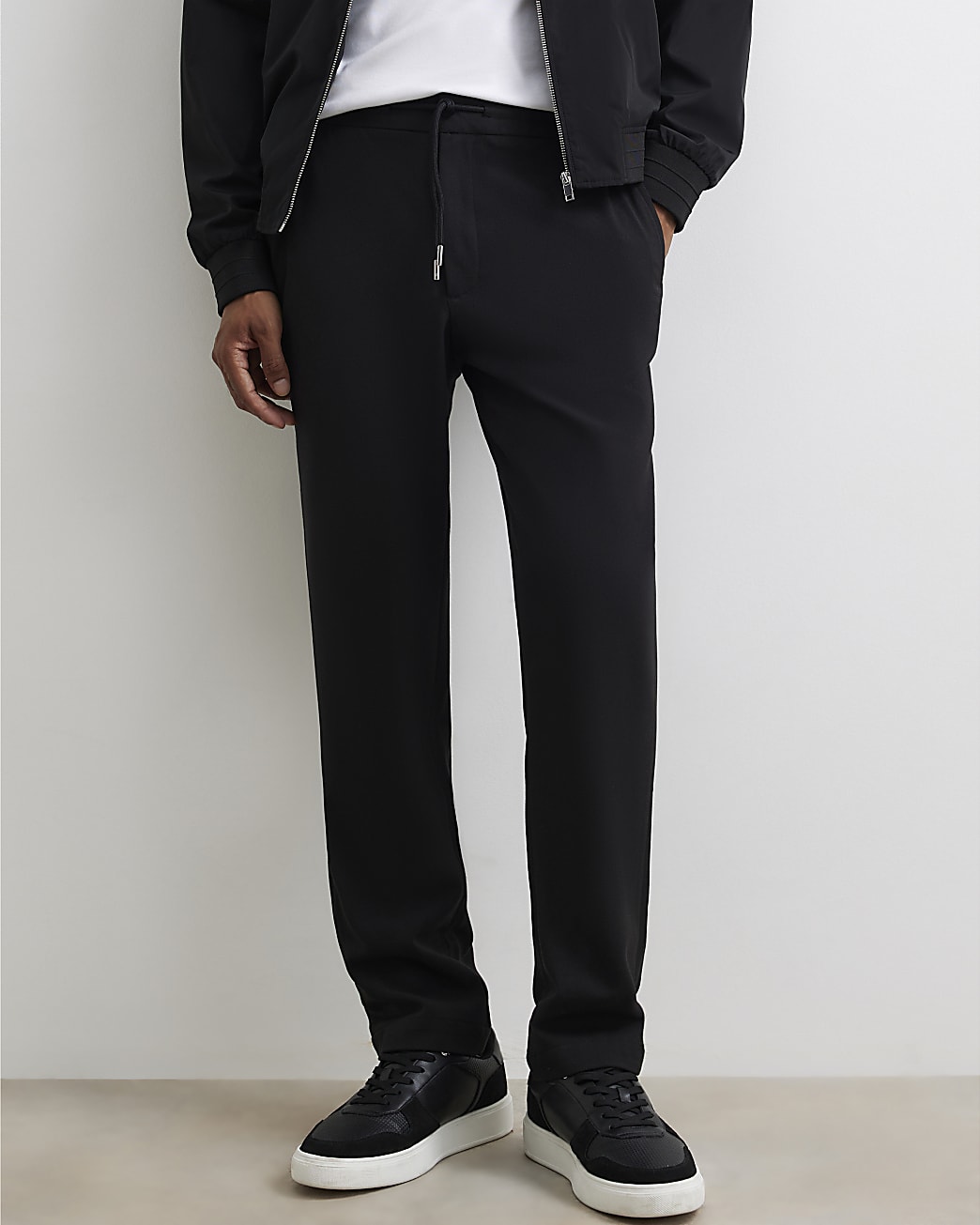 Slim Fit Elasticated Smart Joggers in Black - Image 4 Slim Fit Elasticated Smart Joggers in Black