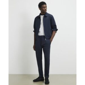 Slim Fit Fixed Waist Cotton Joggers in Navy