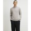 Slim Fit Half Zip Jumper in Beige