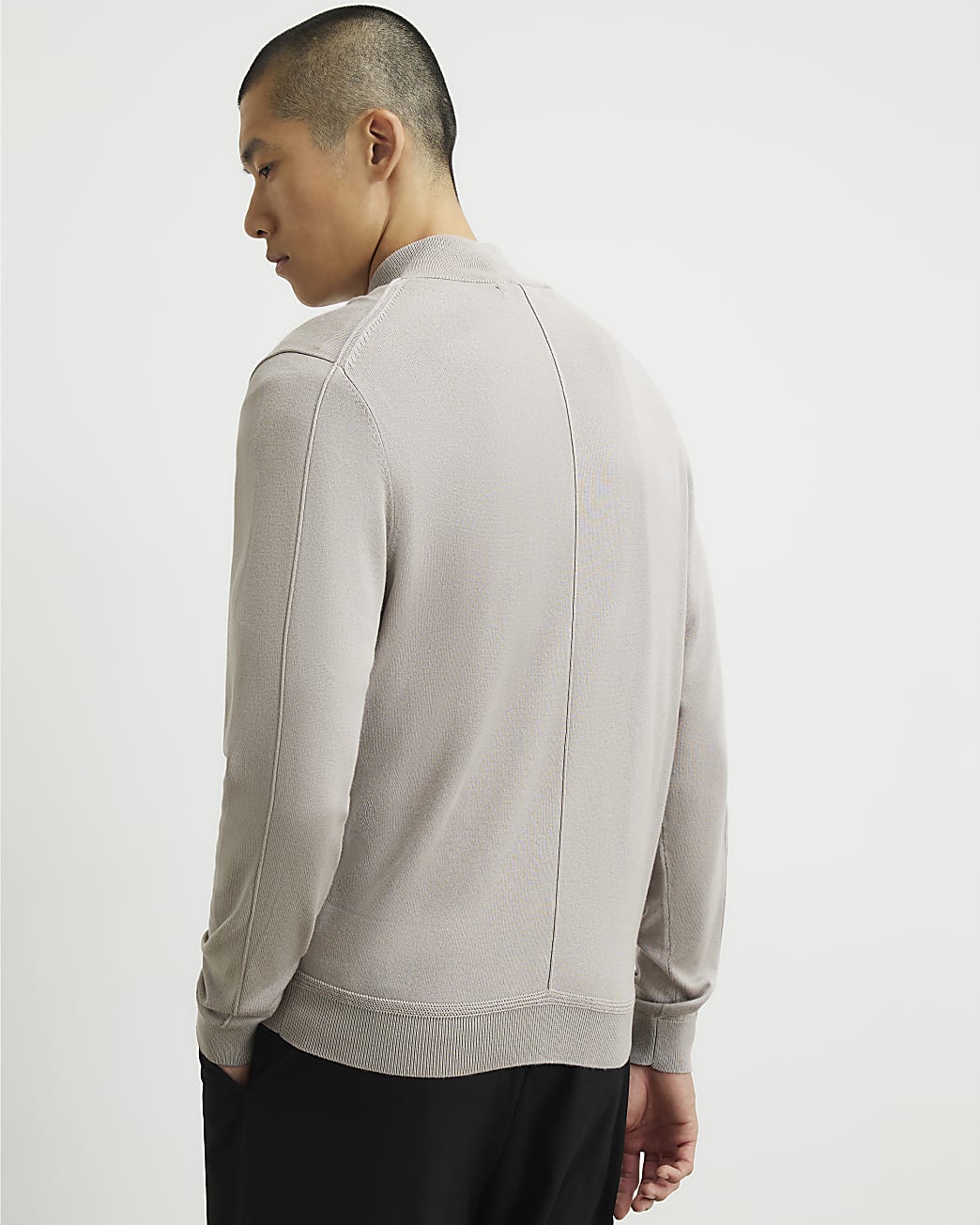 Slim Fit Half Zip Jumper in Beige - Image 3 Slim Fit Half Zip Jumper in Beige