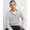Slim Fit Half Zip Jumper in Grey