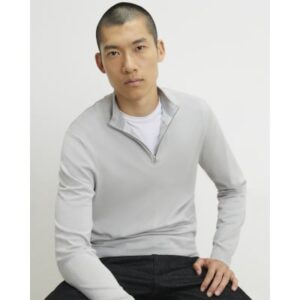 Slim Fit Half Zip Jumper in Grey