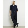 Slim Fit Half Zip Jumper in Navy