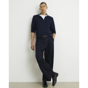 Slim Fit Half Zip Jumper in Navy