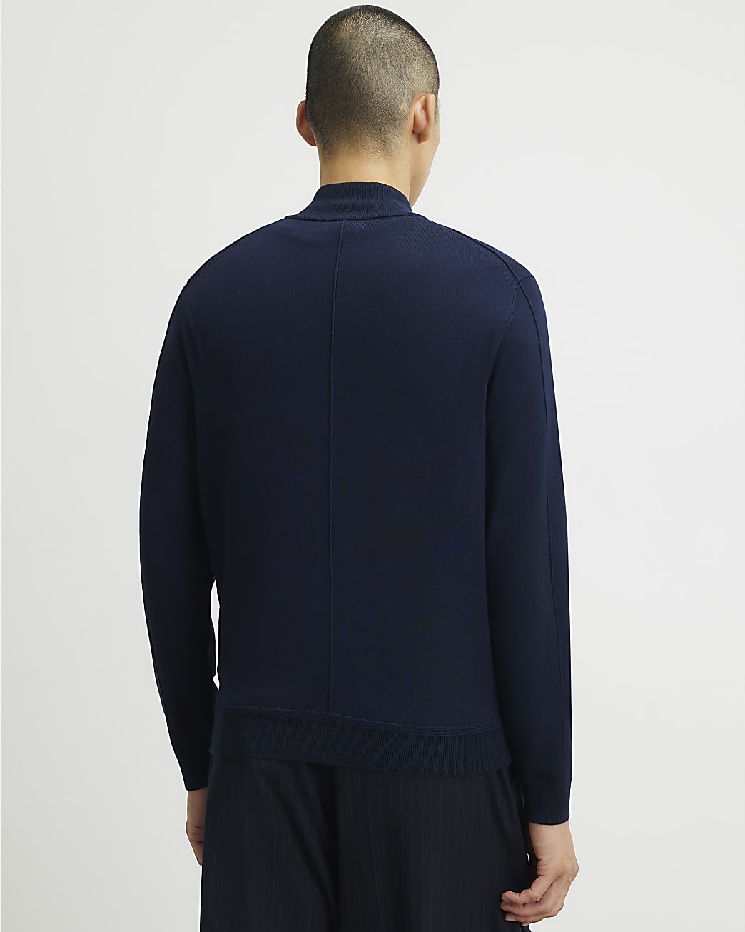 Slim Fit Half Zip Jumper in Navy - Image 3 Slim Fit Half Zip Jumper in Navy
