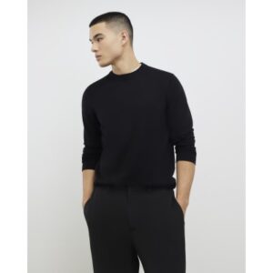 Slim Fit Knit Jumper in Black