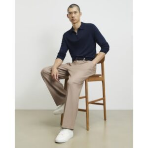 Slim Fit Knitted Polo Shirt in Navy