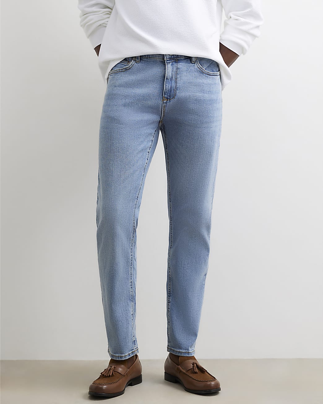 Slim Fit Mid Wash Jeans in Blue - Image 4 Slim Fit Mid Wash Jeans in Blue